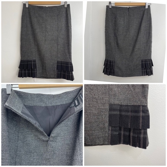 Jacket Skirt Suit Bebe Set Office Siren Size 6 Grey Ruffle Fitted viscose & wool - Picture 9 of 13